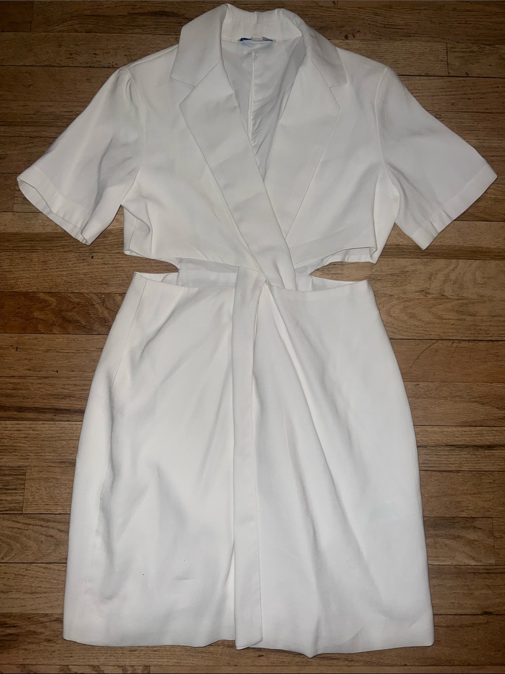 She + Sky White Short-Sleeve Cutout Wrap Mini Dress
